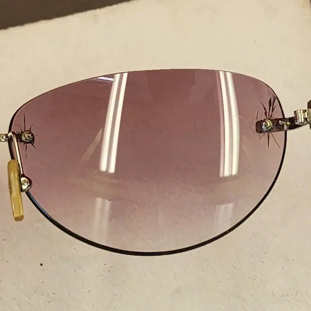 Fendi Vintage Rimless Rhinestone Logo Sunglasses w/ Gradient Lenses (cracks)